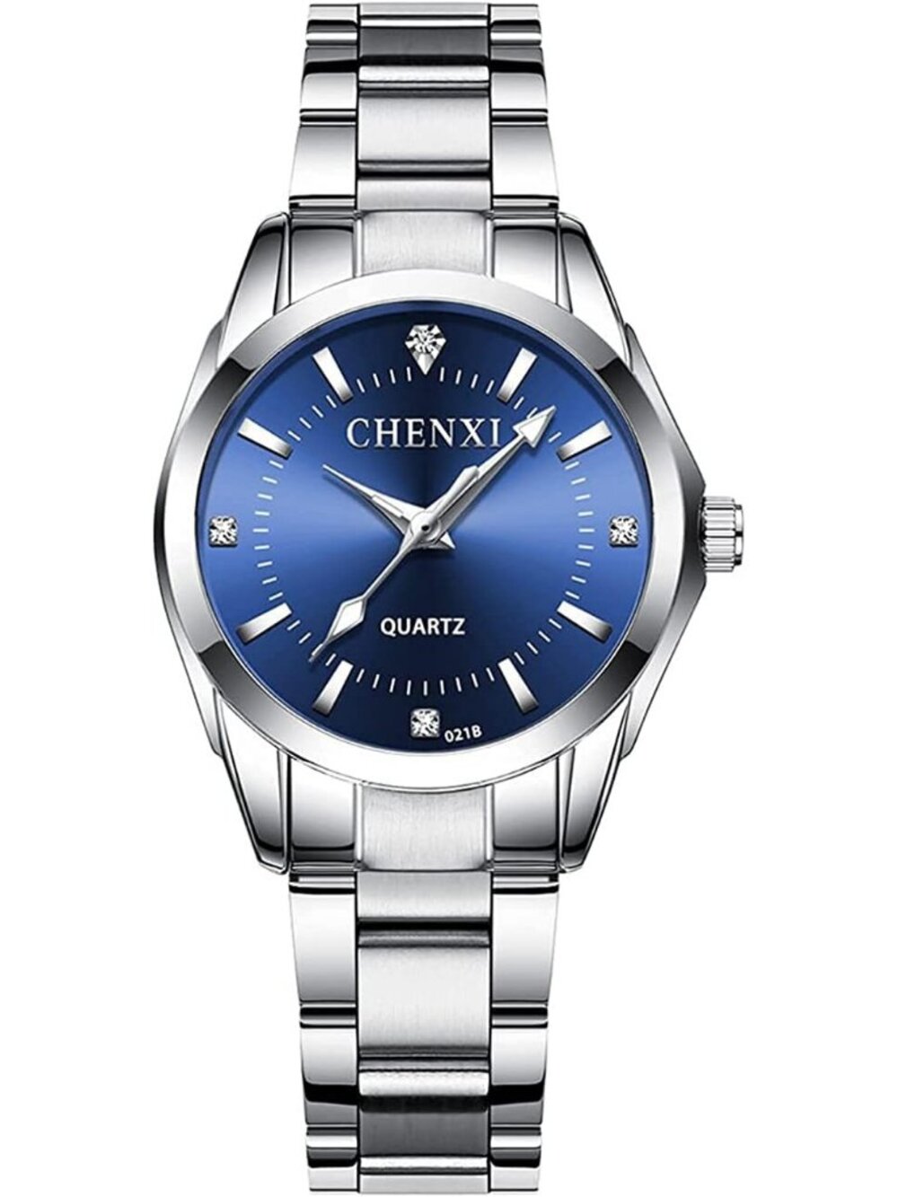 Women's Dark Blue Analog Quartz Silver Stainless Steel Luminous Waterproof Watch